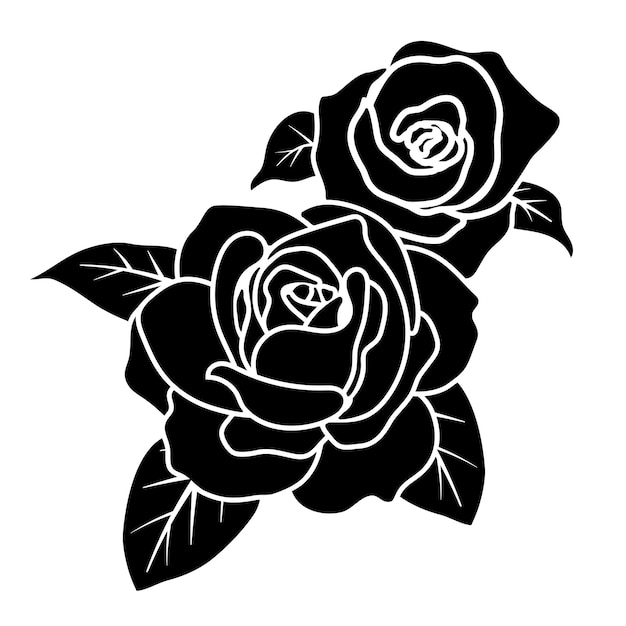Sylwetka Czarnej Róży Kwiat Ozdoba Wektor Ilustracja Tło