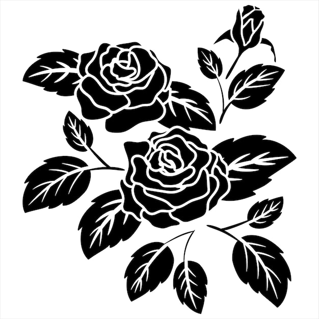 Sylwetka Czarny Motyw Kwiatu Róży