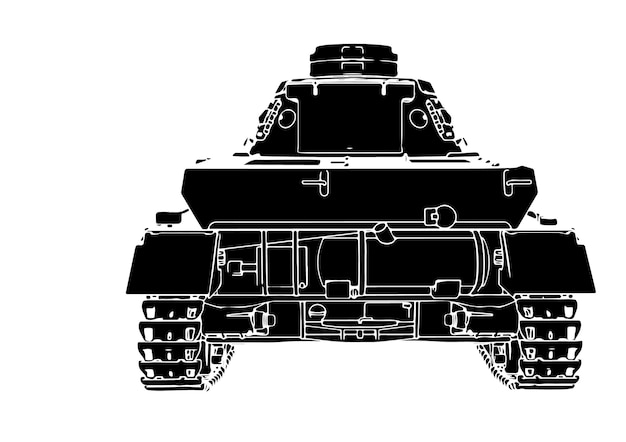 Plik wektorowy sylwetka czołgu wojskowego ii wojny światowej na białym tle wektora