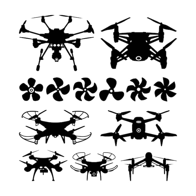 Plik wektorowy sylwetka drona i śmigła dla znaku ikony lub symbolu