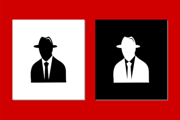 Sylwetka Gangsterów W Czerni I Bieli Logo Icon Vector Design