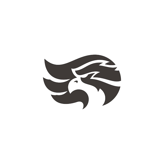 Sylwetka Głowy Orła Sokoła I Ilustracja Skrzydła Projektowanie Logo