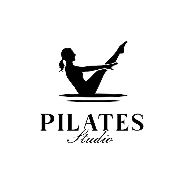 Sylwetka Kobiety Siedzącej Jogi Pilates Dla Logo Siłowni Lub Projektowania Wektorów Jogi