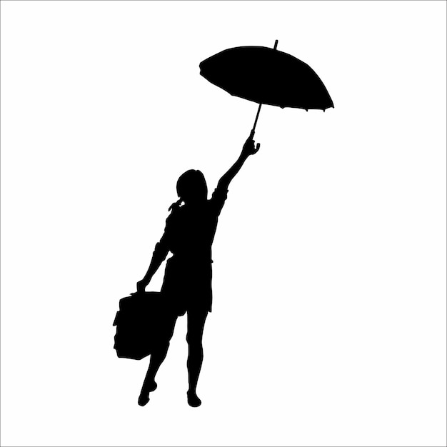 Plik wektorowy sylwetka kobiety z parasolem