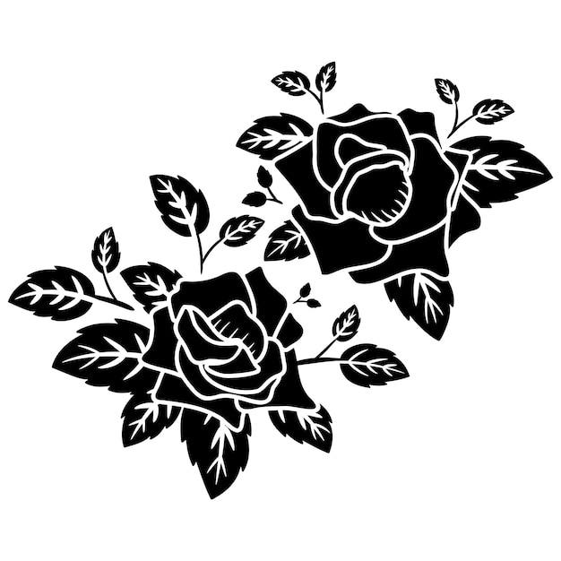 Sylwetka Kwiat Z Motywem Czarnej Róży