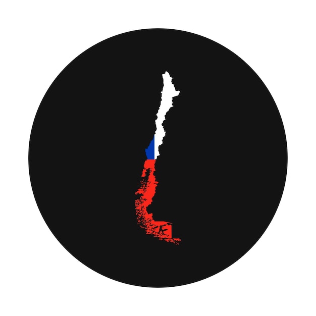 Sylwetka Mapy Chile Z Flagą Na Czarnym Tle