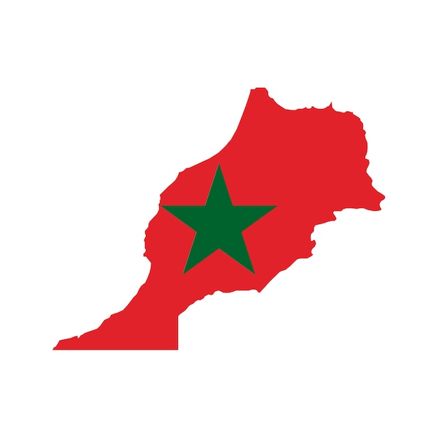 Sylwetka mapy Maroka z flagą na białym tle