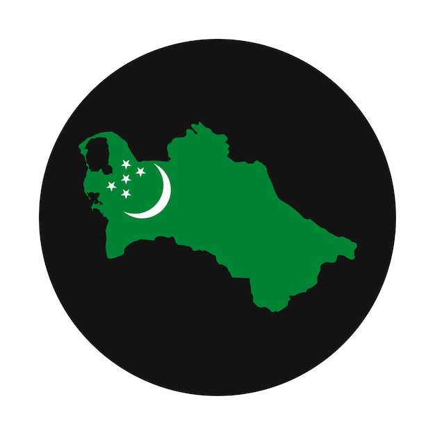 Sylwetka Mapy Turkmenistanu Z Flagą Na Czarnym Tle