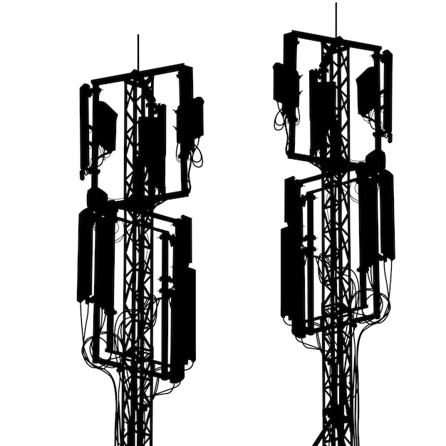 Plik wektorowy sylwetka masztu anteny komunikacji mobilnej ilustracji wektorowych