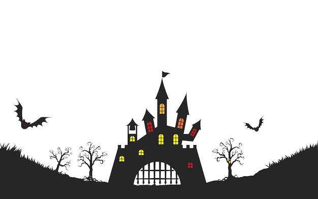 Plik wektorowy sylwetka materiału tła starego zamku na halloweenxavector illustration