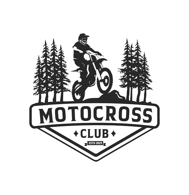 Plik wektorowy sylwetka motocrossowa w szablonie projektu logo lasu