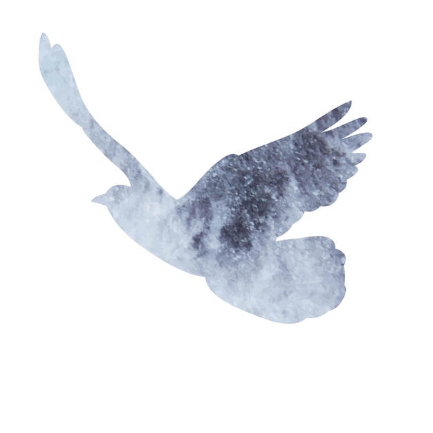 Plik wektorowy sylwetka na białym tle akwarela latającego gołębia