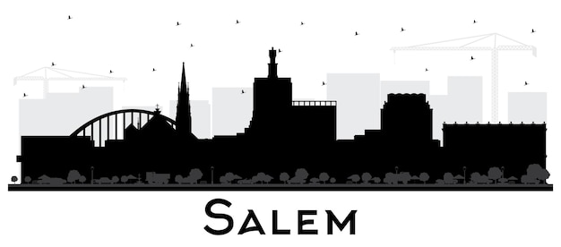 Sylwetka Panoramę Miasta Salem Oregon Z Czarnymi Budynkami Na Białym Tle