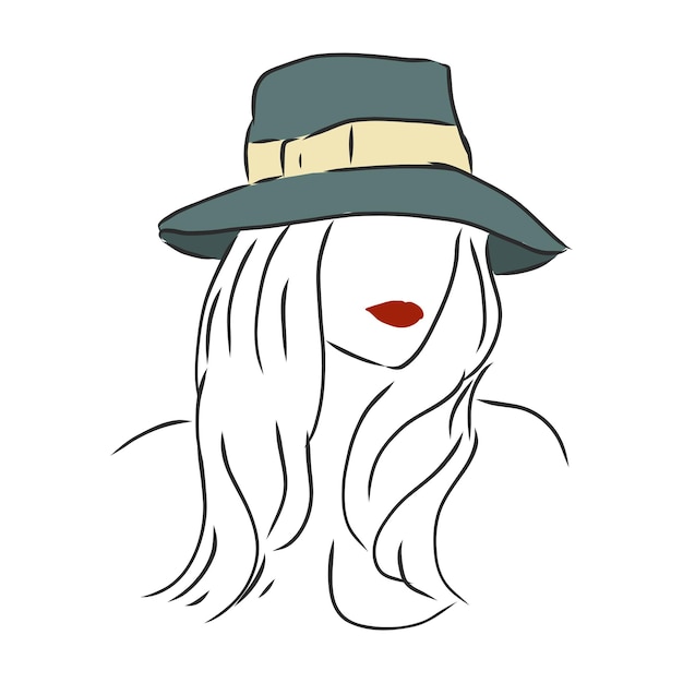 Plik wektorowy sylwetka pięknej kobiety w eleganckim kapeluszu