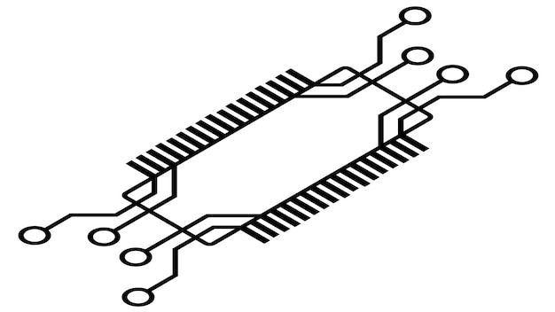 Sylwetka Prostego Izometrycznego Schematu Układu Scalonego Lub Komponentu Dla Mikroukładów Izolowanych Na Białym Tle Techniczny Wektor Clipart