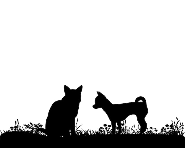 Plik wektorowy sylwetka psa i kota