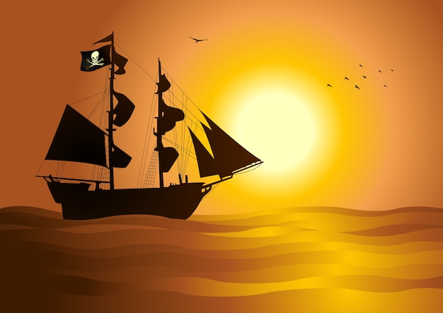 Sylwetka statku piratów
