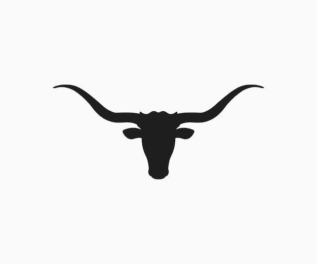 Sylwetka Texas Longhorn Wektor Głowa Byka Logo Ikona Wektor