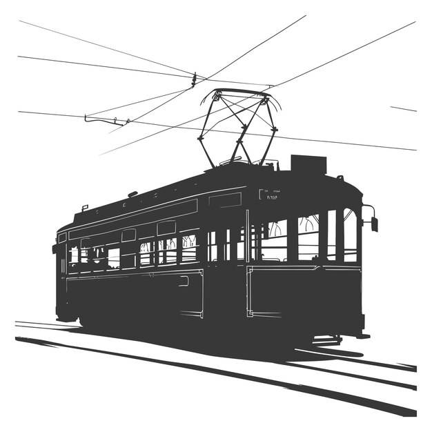 Plik wektorowy sylwetka tramwajowa, linia kolejowa, tylko czarny kolor