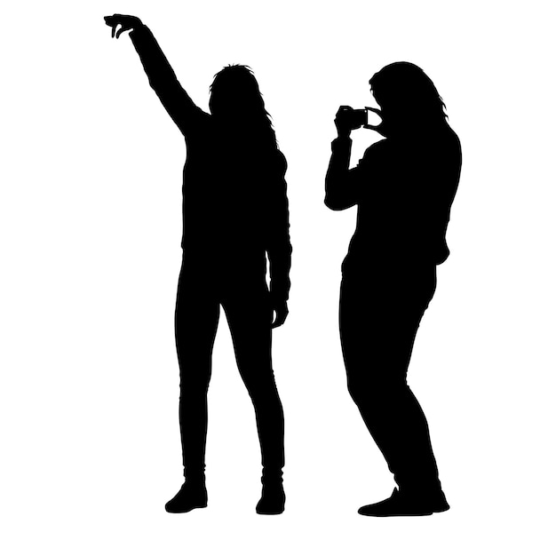 Sylwetki Kobiety Biorąc Selfie Ze Smartfonem Na Białym Tle