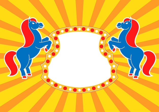 Sylwetki koni hodowlanych Z miejscem na Twój tekst Do reklam cyrkowych reklam Prosta ilustracja wektorowa płaskiej