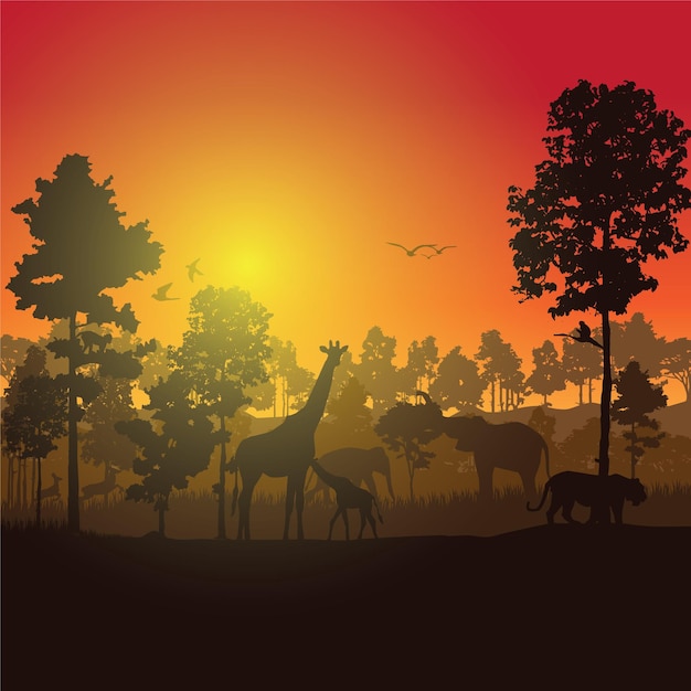 Sylwetki lasu wektor tle Naturalna ilustracja wektorowa