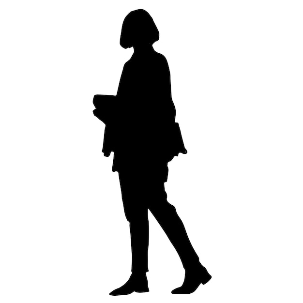 Plik wektorowy sylwetki wektorowe kobiet stojący kształt kobiety czarny kolor na odizolowanym białym tle graficzna ilustracja