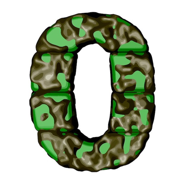 Symbol 3d w zielonym kamuflażu numer 0