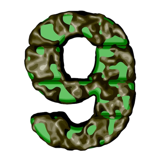Symbol 3d w zielonym kamuflażu numer 9