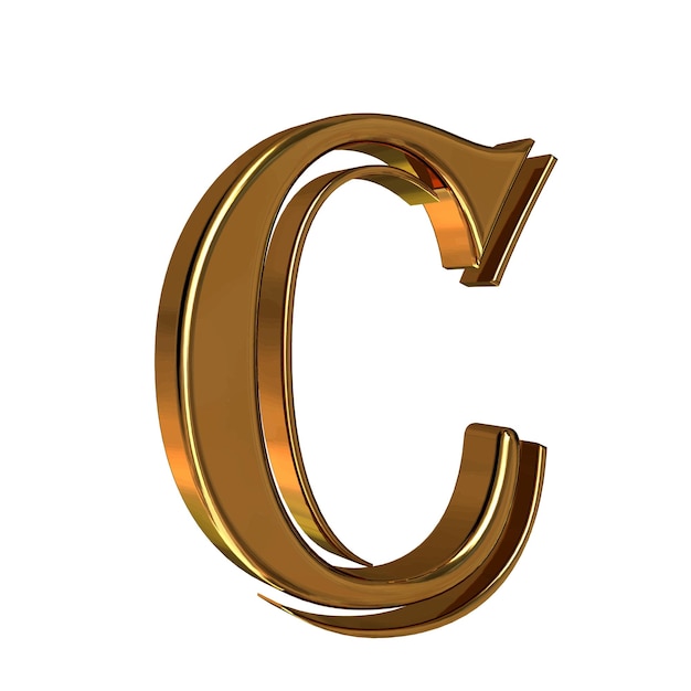 Symbol 3d wykonany ze złotej litery c
