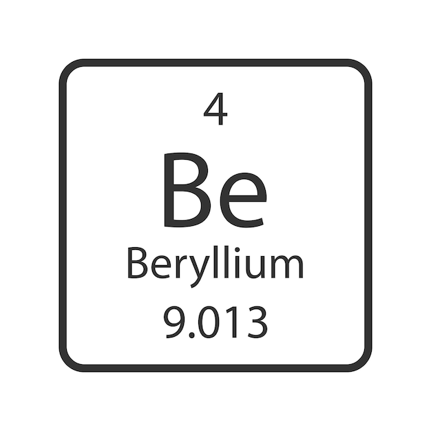 Symbol berylu Pierwiastek chemiczny układu okresowego pierwiastków Ilustracja wektorowa