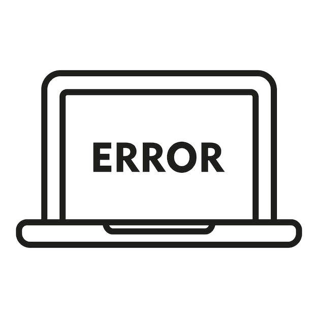 Symbol błędu oprogramowania laptopa wektor konturowy Narzędzie przycisku System wsparcia