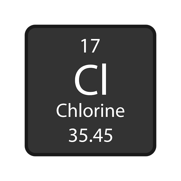 Symbol Chloru Pierwiastek Chemiczny Układu Okresowego Pierwiastków Ilustracja Wektorowa