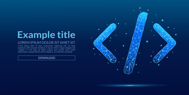 Symbol cyfrowego kodu programowania 3D w kolorze niebieskim na tle technologicznym