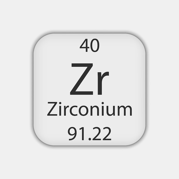 Symbol Cyrkonu Pierwiastek Chemiczny Układu Okresowego Pierwiastków Ilustracja Wektorowa