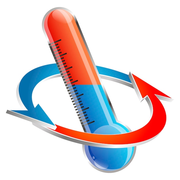 Plik wektorowy symbol czerwonych i niebieskich strzałek termometru
