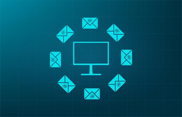 Symbol dostępu do sieci informacyjnej Ilustracja wektorowa na niebieskim tle Eps 10