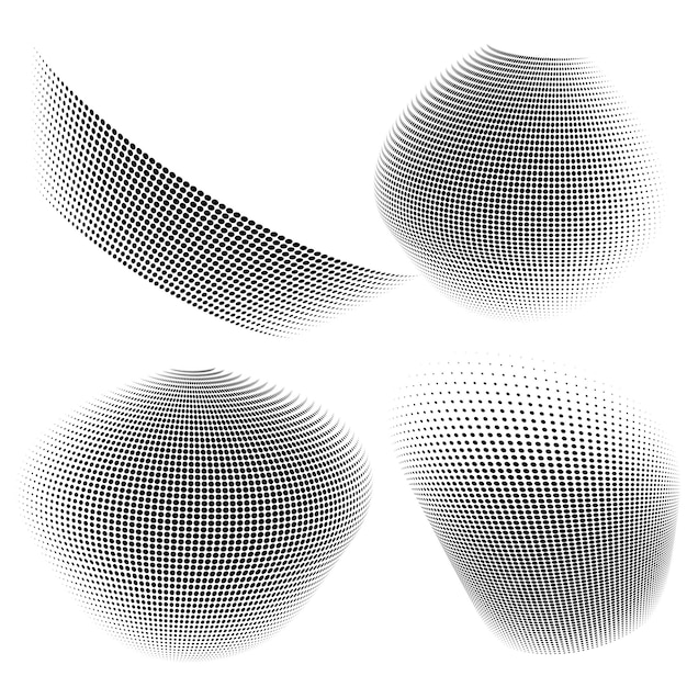 Symbol elementów projektu Edytowalne ikony Półtony okręgi wzór kropki półtonów na białym tle Wektor ilustracja eps 10 rama z czarnymi abstrakcyjnymi losowymi kropkami dla technologii kosmetycznej