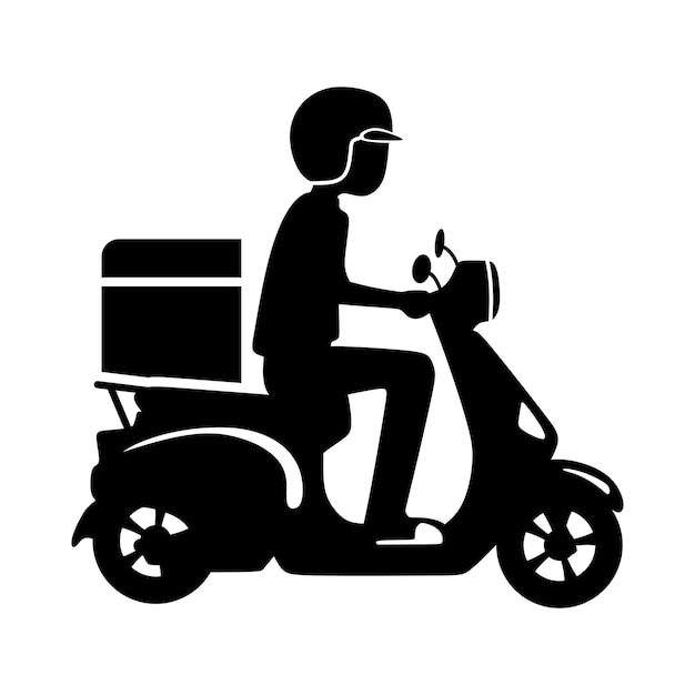 Symbol ikony dostawcy jeżdżącego na motocyklu Piktogram płaski projekt dla aplikacji i stron internetowych