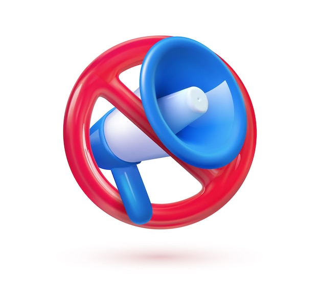 Plik wektorowy symbol izolowany wektorem zakazu niebieski głośnik z czerwoną ilustracją zakazu uwaga