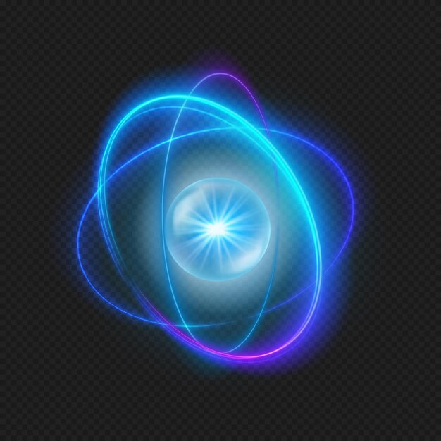 Symbol jądra protonu lub atomu z światłem neonowym
