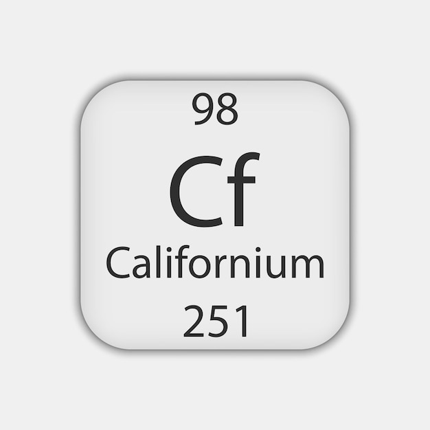 Symbol Kalifornu Pierwiastek Chemiczny Układu Okresowego Pierwiastków Ilustracja Wektorowa