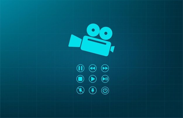 Plik wektorowy symbol kamery filmowej ilustracja wektorowa na niebieskim tle eps 10