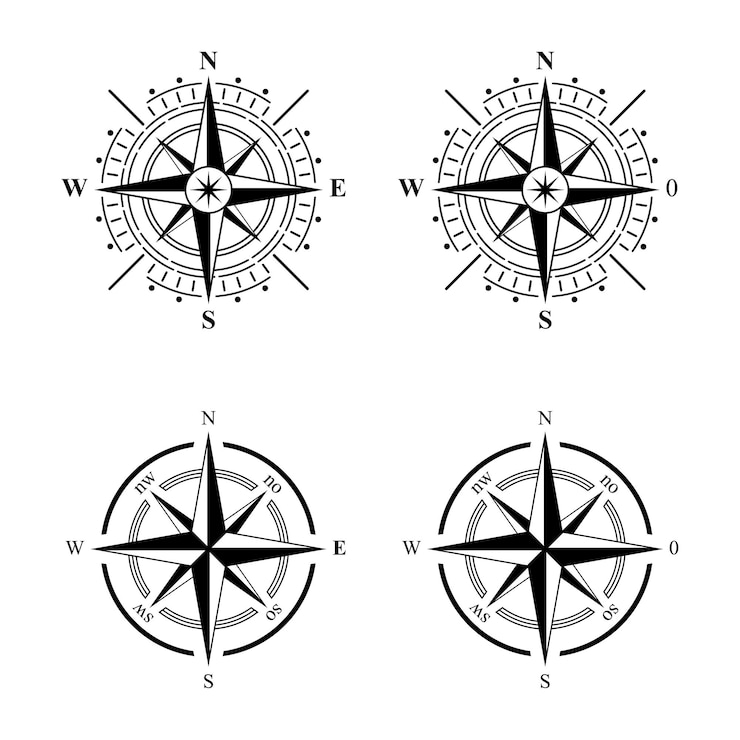 Wektor symbol kompasu kompas róża nawigator trekking nawigator