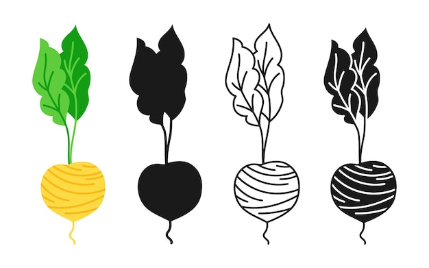 Plik wektorowy symbol kreskówki zestaw żywności sylwetka kształt doodle burak prosty symbol wektor