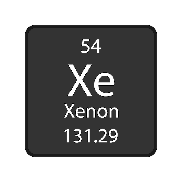 Symbol ksenonu Pierwiastek chemiczny układu okresowego pierwiastków Ilustracja wektorowa