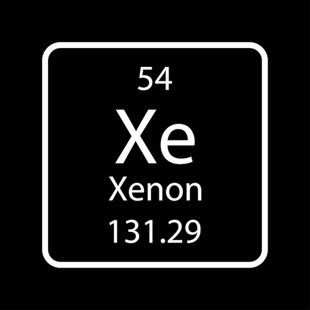 Symbol ksenonu Pierwiastek chemiczny układu okresowego pierwiastków Ilustracja wektorowa