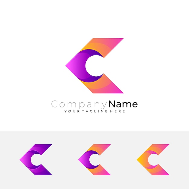 Symbol Litery C Logo Z Kolorowym Wektorem Strzałki