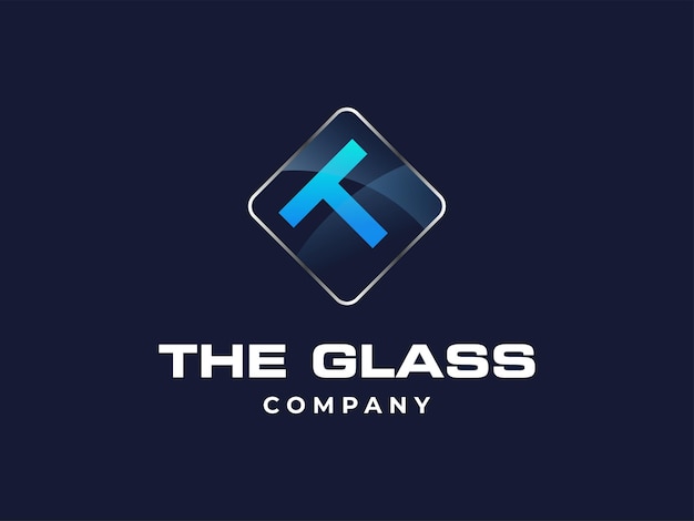 Symbol lub konstrukcja szklanych fabryk wektorowych niebieskich kryształów