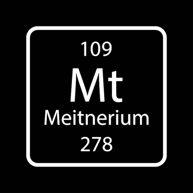 Symbol Meitnerium Pierwiastek chemiczny układu okresowego pierwiastków Ilustracja wektorowa